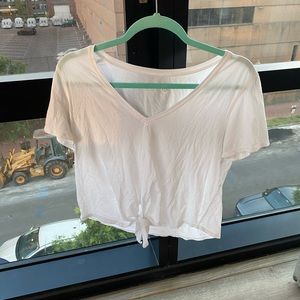 Lululemon white front tie tee, Size 6